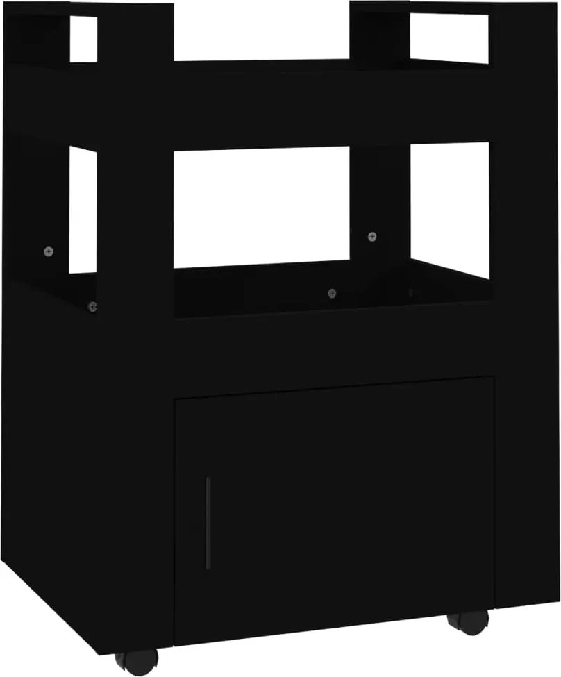 vidaXL fekete szerelt fa zsúrkocsi 60 x 45 x 80 cm