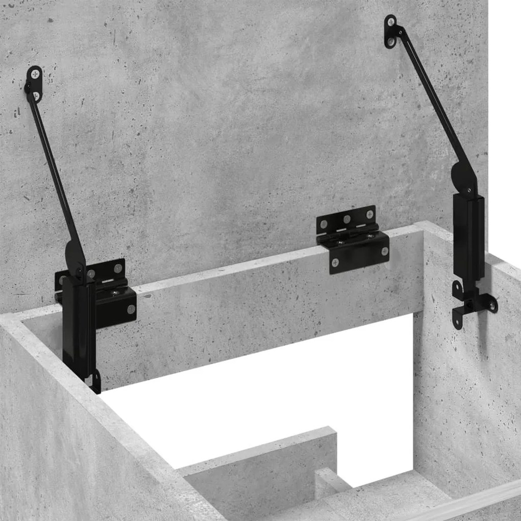 betonszürke szerelt fa állópult kerékkel és fiókkal 55x55x107cm