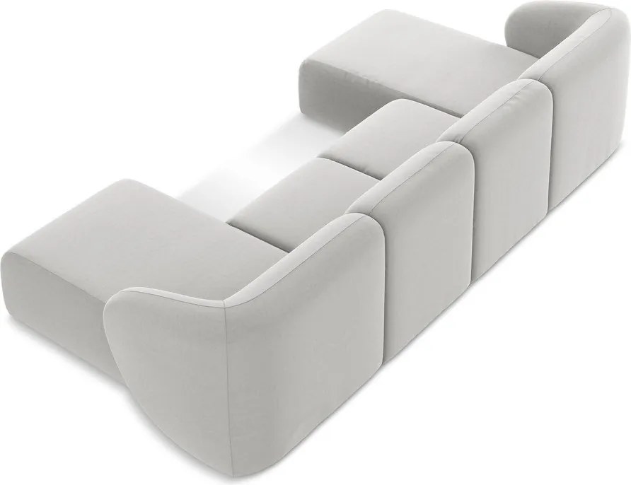 Világosszürke bársony sarokkanapé (U alakú) Lani – Makamii