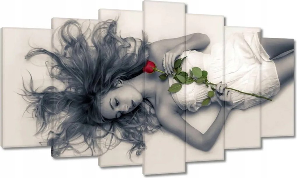 Vászonkép 140x80 Csaj rózsával Szerelem