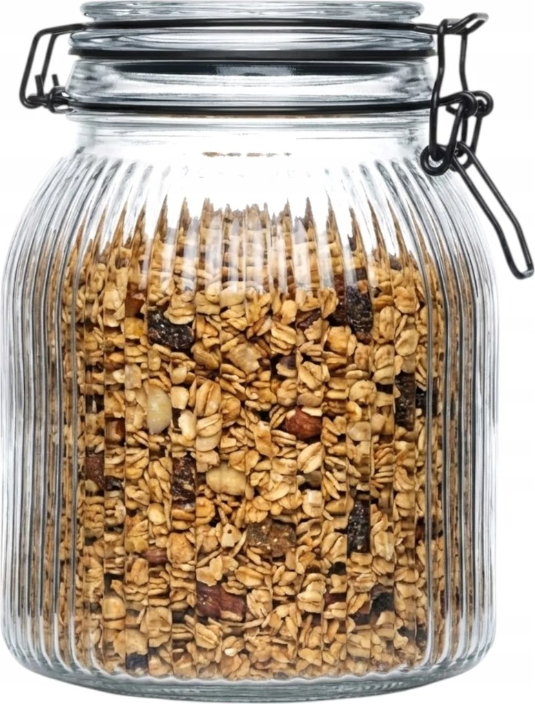 Üveg Tároló 1390 Ml-es Tartály Csattal Fedéllel Az Élelmiszerek Tárolására