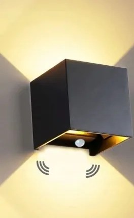 Senfay Led Falilámpa Fekete Mozgásérzékelővel 6W Modern Geometriai