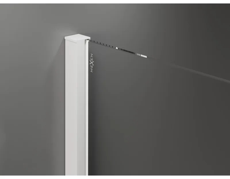 Mexen Velar, tolóajtós zuhanykabin 140 x 90 cm, 8mm szürke üveg, fehér matt, 871-140-090-41-20