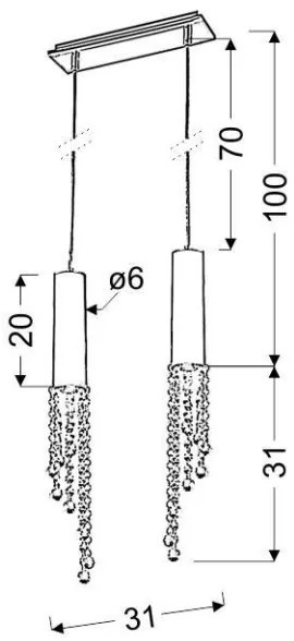 LED Csillár zsinóron DUERO 2xLED/3W/230V