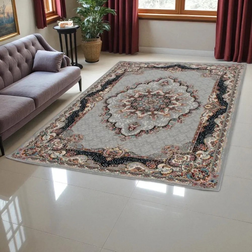 Perzsa szőnyeg szürke TABRIZ 200x300 exkluzív nappali szőnyeg akrilból