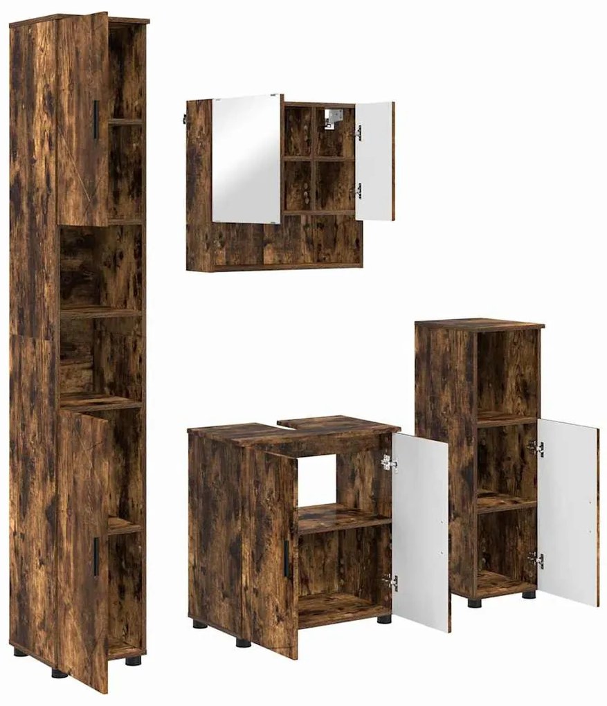 Fürdőszoba bútor szett 4 pcs Füstölt tölgy 61 x 35 x 64 cm