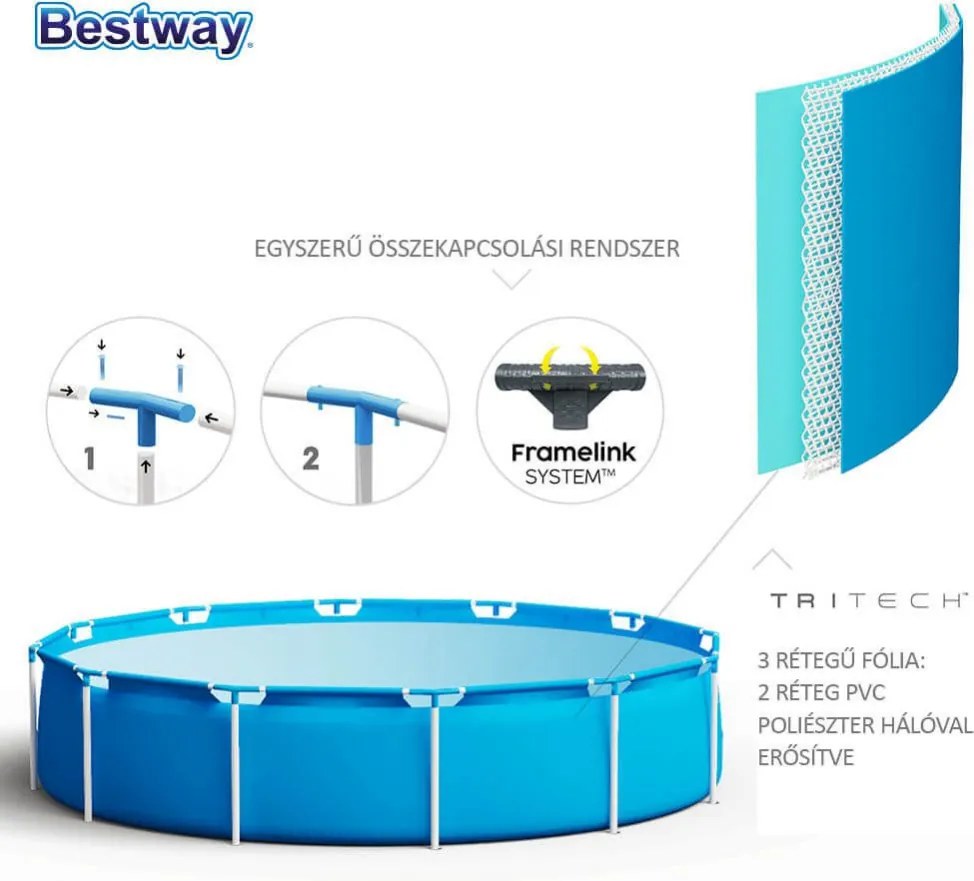 Bestway BAHAMA fémvázas medence vízforgatóval 366 x 76 cm