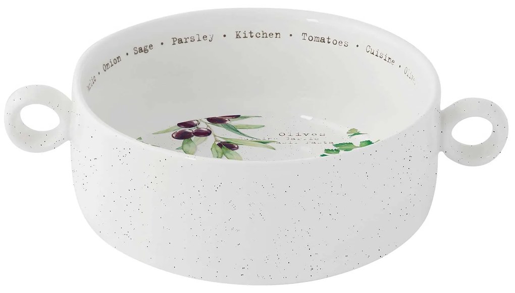 Mediterrán porcelán tálka fogóval 16 cm Home & Kitchen