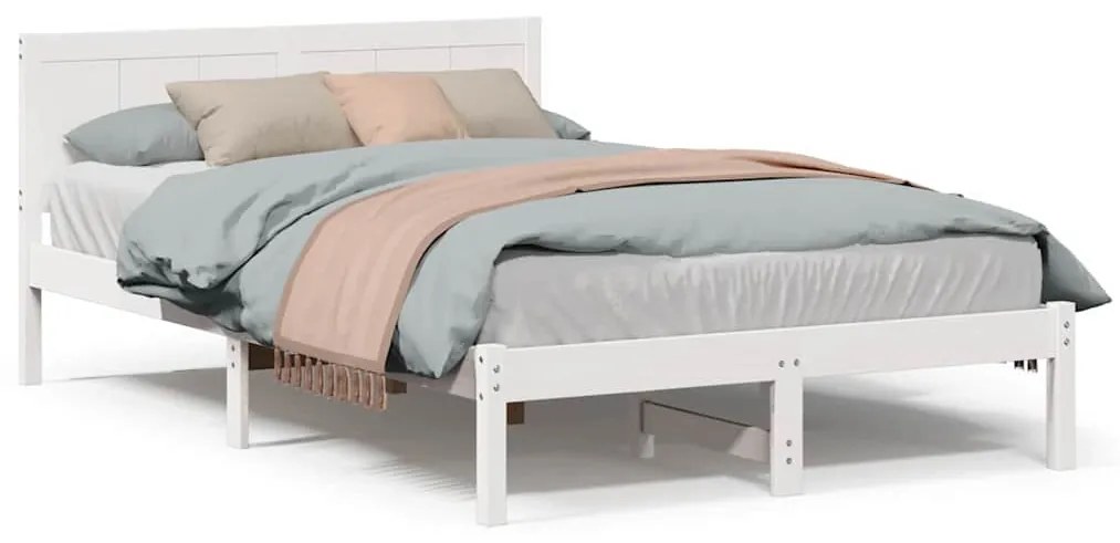 Ágykeret Fehér 120 x 190 cm Tömör fenyőfa