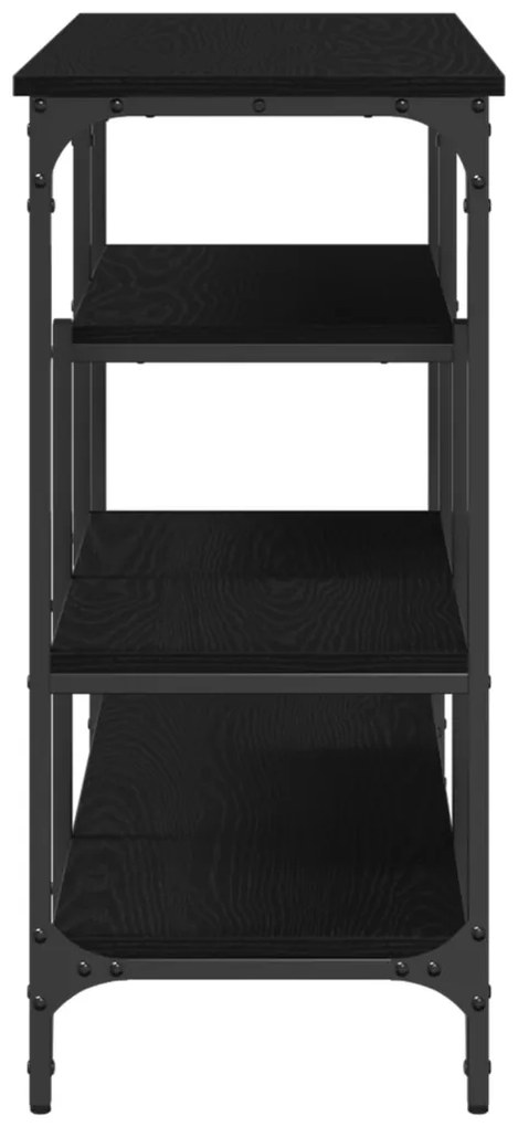 Konsole Asztal Fekete Tölgy 100x35x75 cm Műanyag Fa és Acél