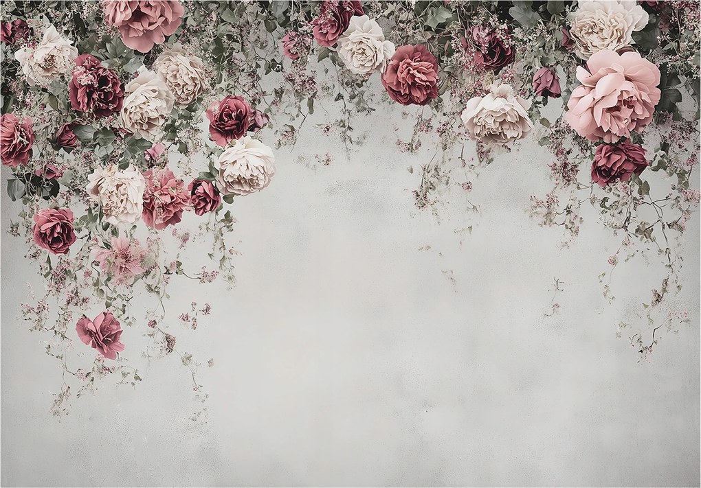 Fotótapéta Virágok Rózsák Beton Hálószoba Nappali Tapéta Flizelina 250x175
