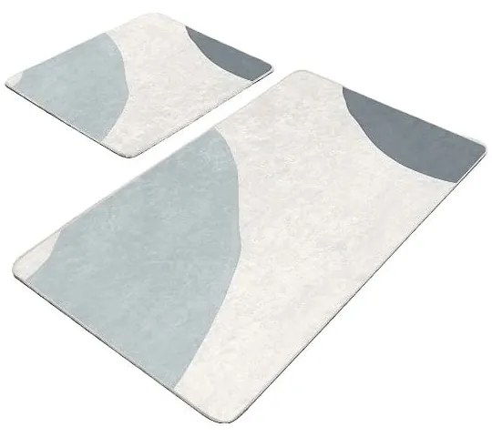 Szürke-krémszínű bársony fürdőszobai kilépő szett 2 db-os 60x100 cm Abstract Shapes – Mila Home