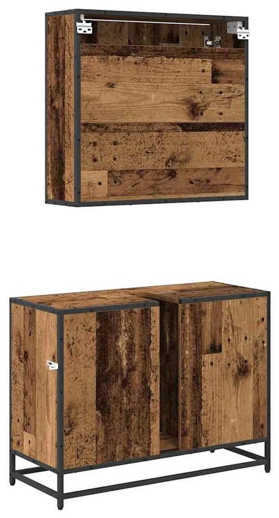 Fürdőszoba bútor szett 2 pcs Régi fa 80 x 33 x 60 cm Faanyag
