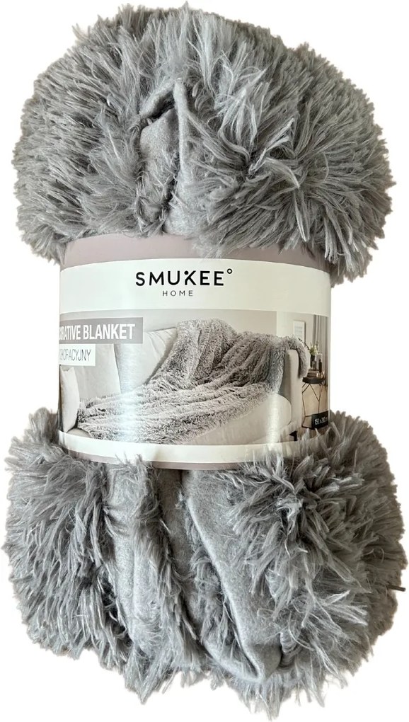 Pihe-puha dekoratív takaró ágytakaró Smukee 150x200 cm szürke