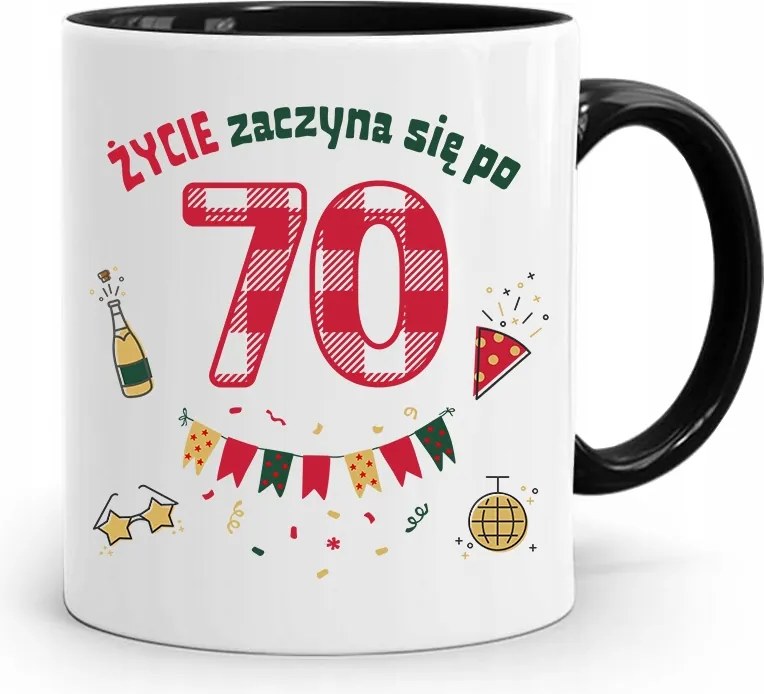 Bögre Fekete Tökéletes Születésnapi Ajándék 70 70-as nyomott mintával