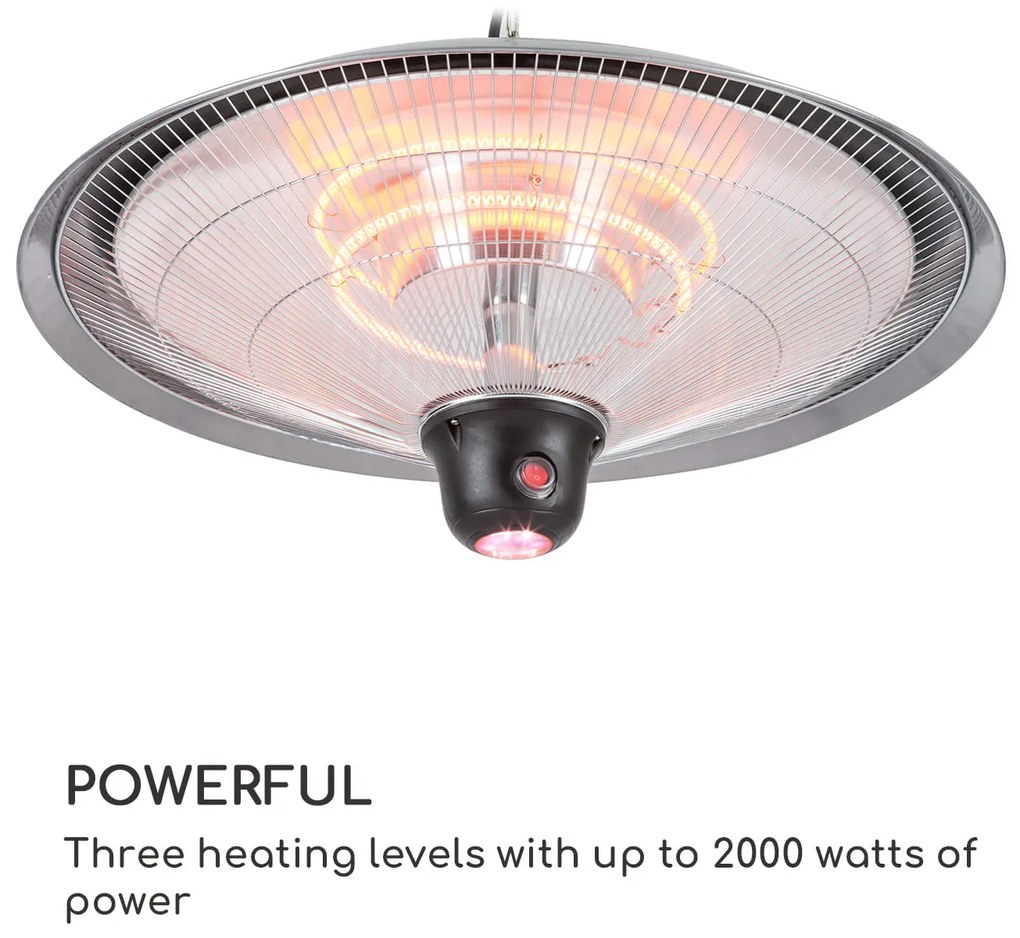 Heizsporn, mennyezeti hősugárzó, 60,5 cm (Ø), LED lámpa, távirányító