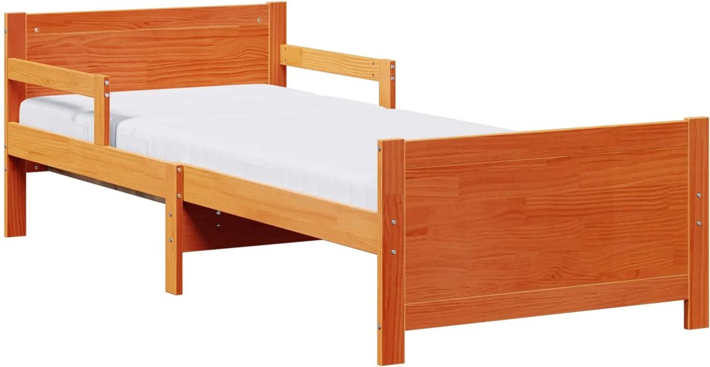 vidaXL Ágykeret matracmal fejtámlával Barna 80 x 200 cm Tömör fenyőfa