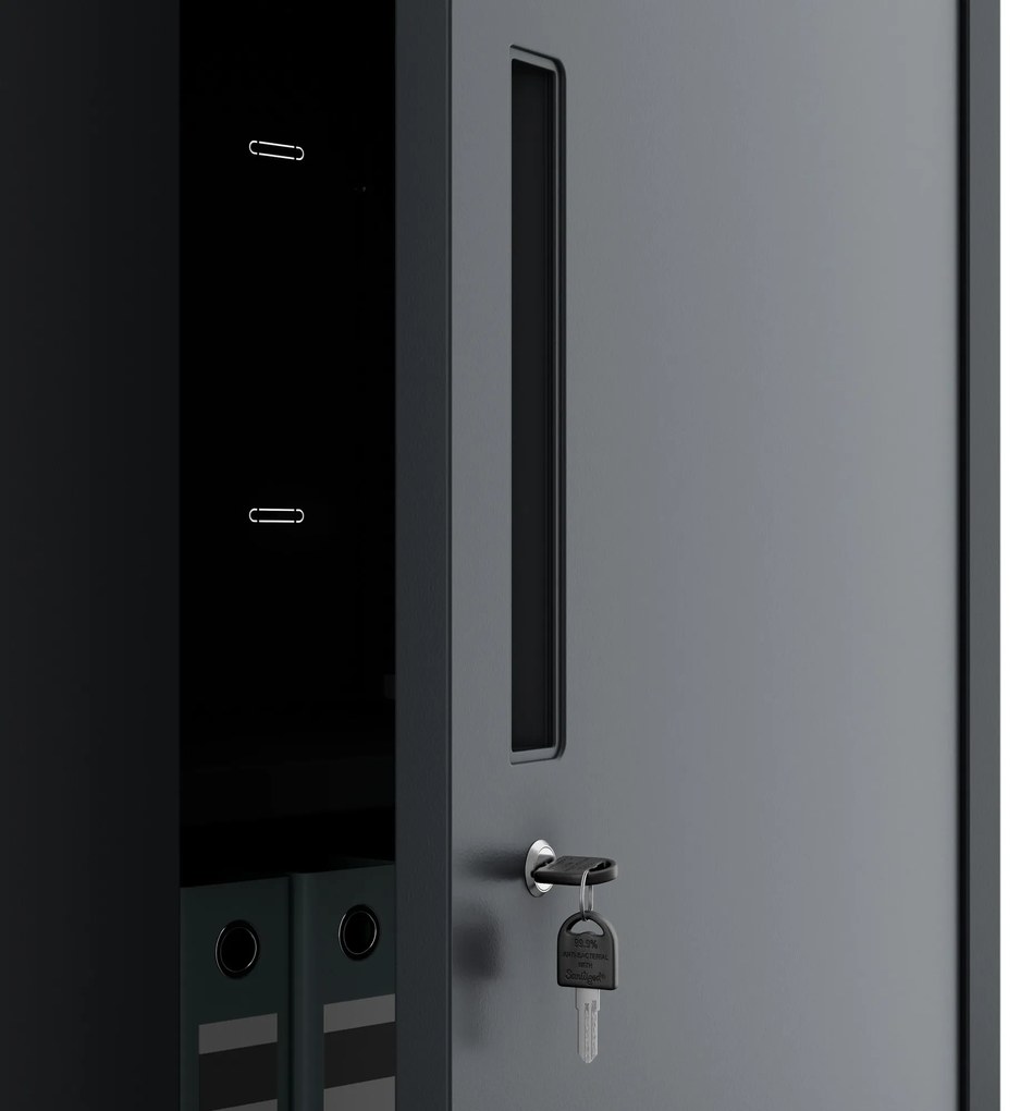 MEGAN fém szekrény – antracit, dupla fiók, 195 cm