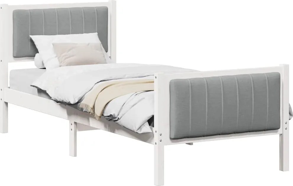 vidaXL Ágykeret Fehér és világosszürke 80 x 200 cm Tömör fenyőfa
