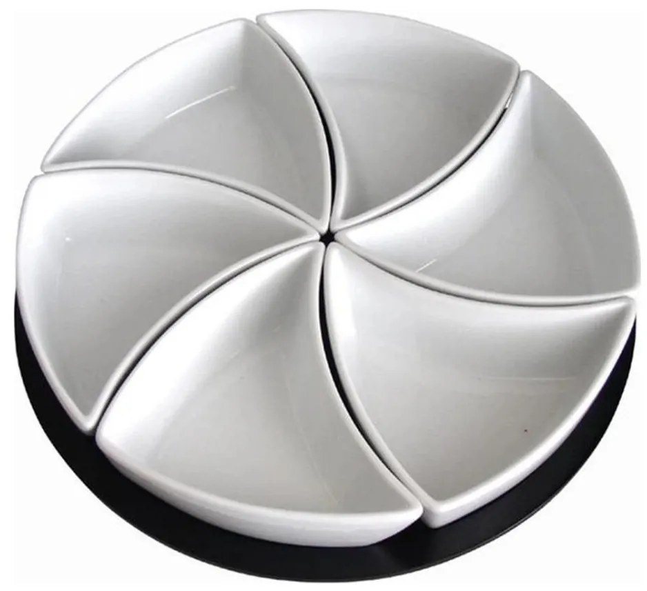 TORO 6 darabos kerámia tálkészlet fa tálcával