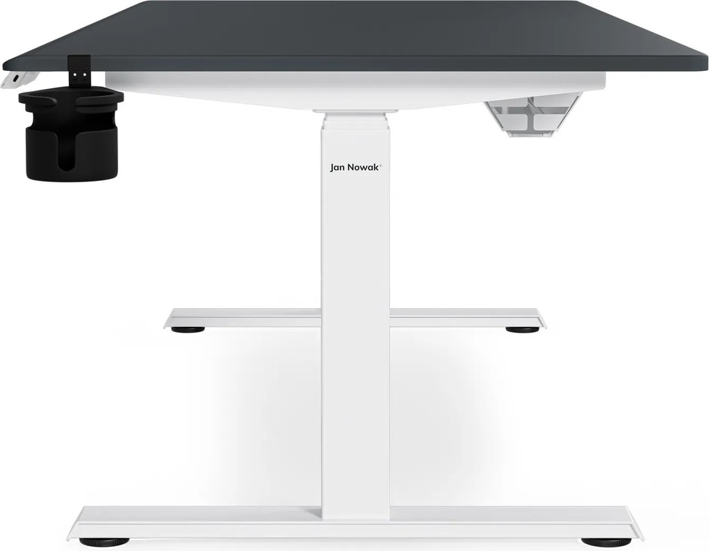 Elektromos, állítható magasságú, ergonomikus, fehér-antracit íróasztal,1600x800 mm: ARIA