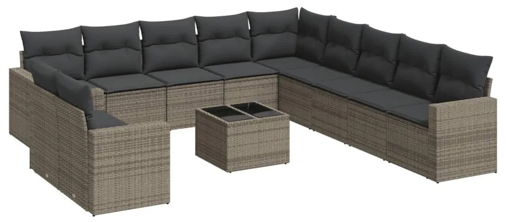 12 részes szürke polyrattan kerti ülőgarnitúra párnákkal