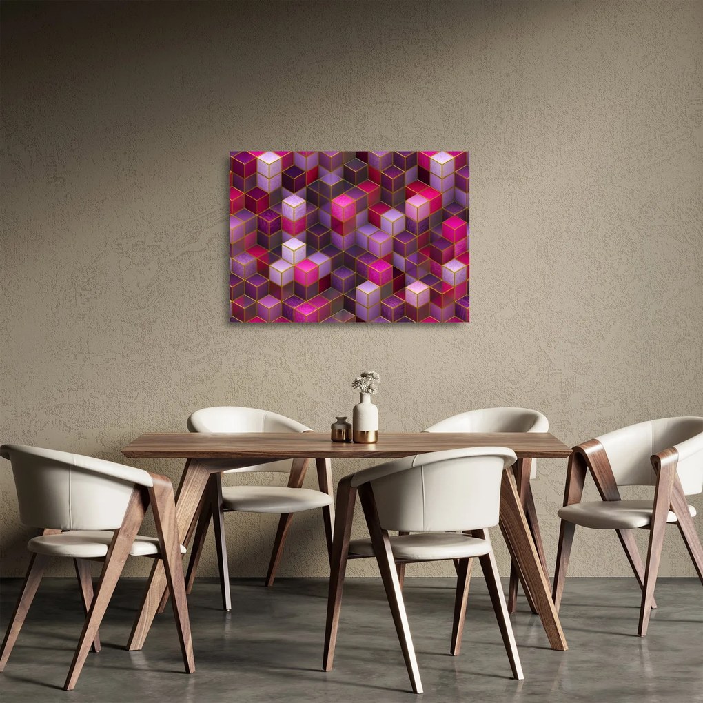 Lila kockák képe (üvegen) (70x50 cm)