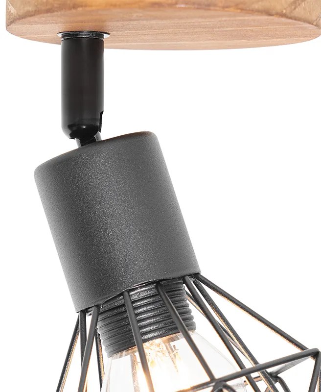 Ipari reflektor lámpa fekete fa forgó- és dönthető fejjel - Mosh