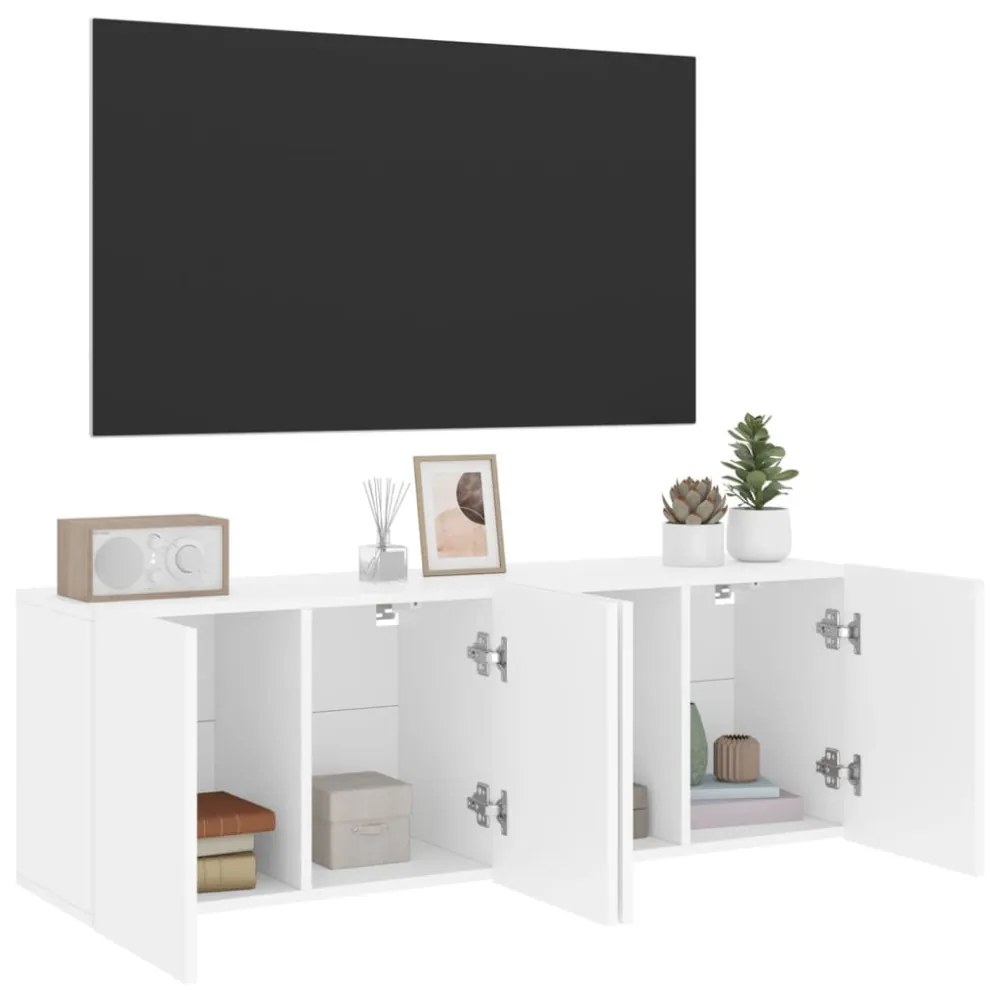 2 db fehér falra szerelhető TV-szekrény 60 x 30 x 41 cm