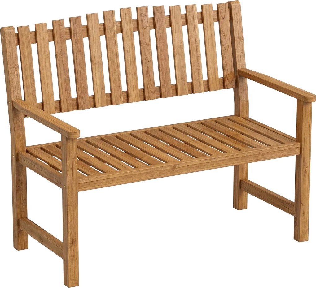 Outsunny kétszemélyes kerti pad | FSC akácfa lamellás ülés és karfák | Teherbírás 320 kg | 112 x 64 x 92 cm | Natúr | Aosom