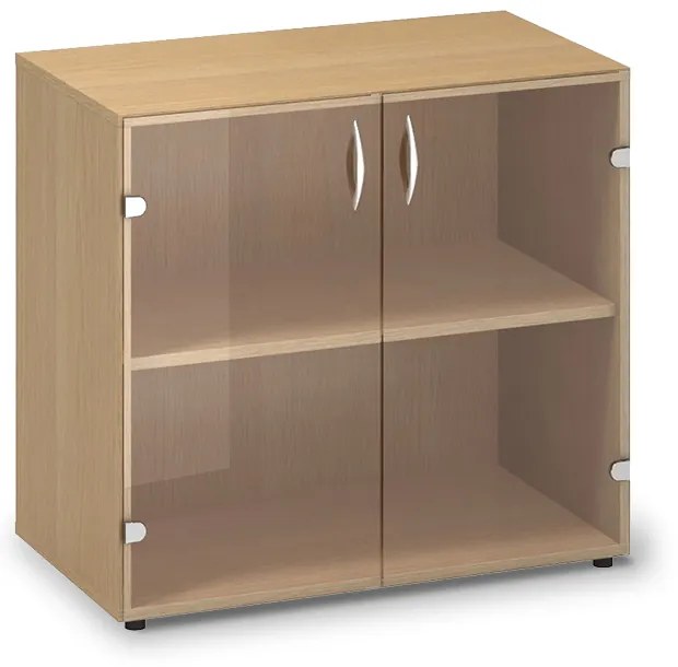 ProOffice alacsony üvegszekrény 80 x 45,8 x 74,2 cm, bükkfa