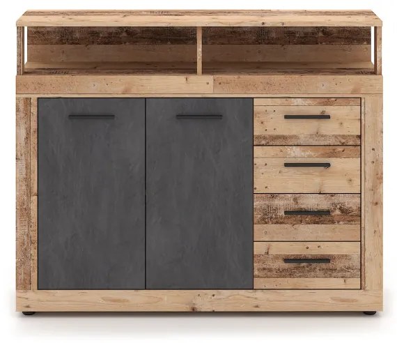 Komód 2 ajtóval és 4 fiókkal Old Style Light / Matera színkombinációban – LUNA MIDI A