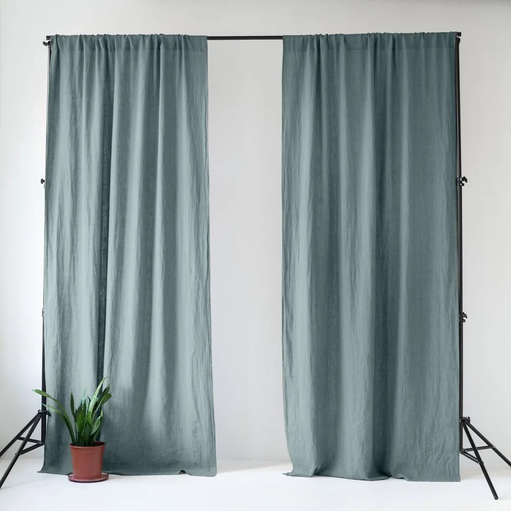 Szürkéskék len függöny 140x250 cm Blue Fog – Linen Tales