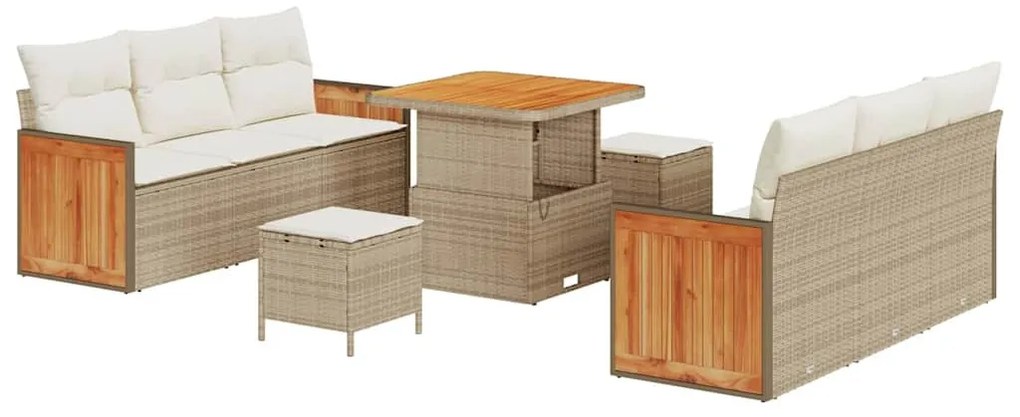 Kerti Kanapé Szett 9 pcs Beige és krém 80 x 80 x 71 cm