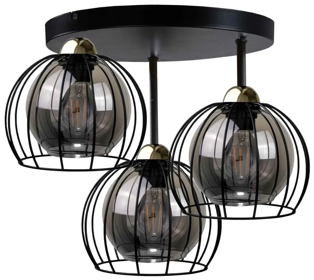 Felületre szerelhető csillár SOLO BLACK 3xE27/60W/230V á. 30 cm fekete/arany