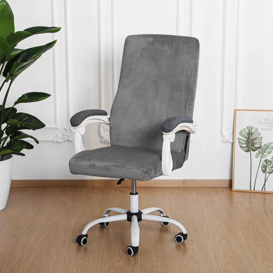 ForgószékHuzat (S-es, bársonyos, 1 részes, sötétszürke)