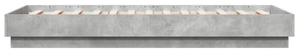 betonszürke ágykeret LED-világítással 75x190 cm