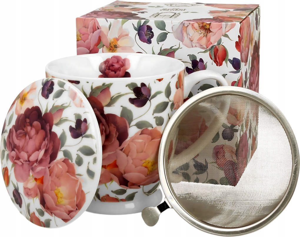 Befőzőpohár 510ml Porcelán English Roses White Ajándék Doboz