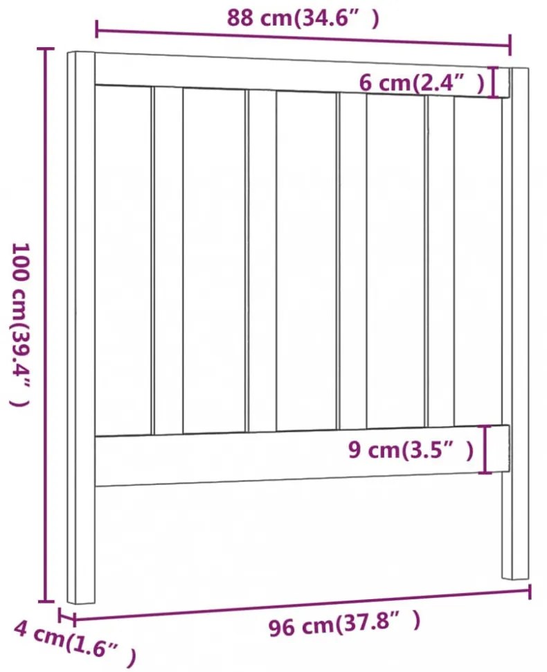 mézbarna tömör fenyőfa ágyfejtámla 96 x 4 x 100 cm