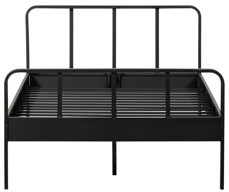 Fekete fém egyszemélyes ágy ágyráccsal 120x200 cm Mees – WOOOD