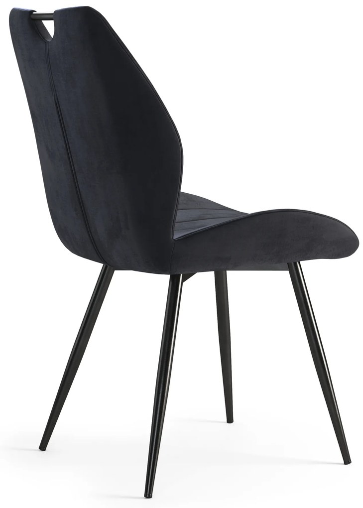 MAZZONI EXPORT ARNO Fekete (Bluvel 19 szövet) - MODERN KÁRPITOZOTT ÉTKEZŐSZÉK NAPPALIBA/ÉTKEZŐBE VELVET FOGANTYÚVAL