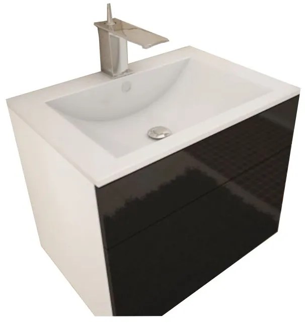 AKCIÓ Fehér szekrény mosdó alá MASON BL13, fekete magasfényű HG II. osztály