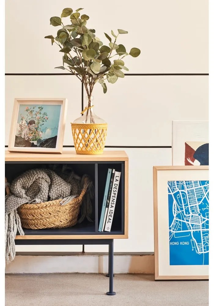 Yoko antracitszürke TV-állvány tölgyfa dekorral - Teulat