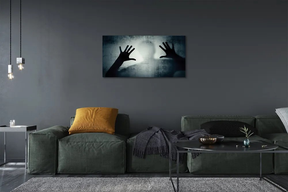 Canvas képek Árnyék kezek és a fej formáját 125x50 cm