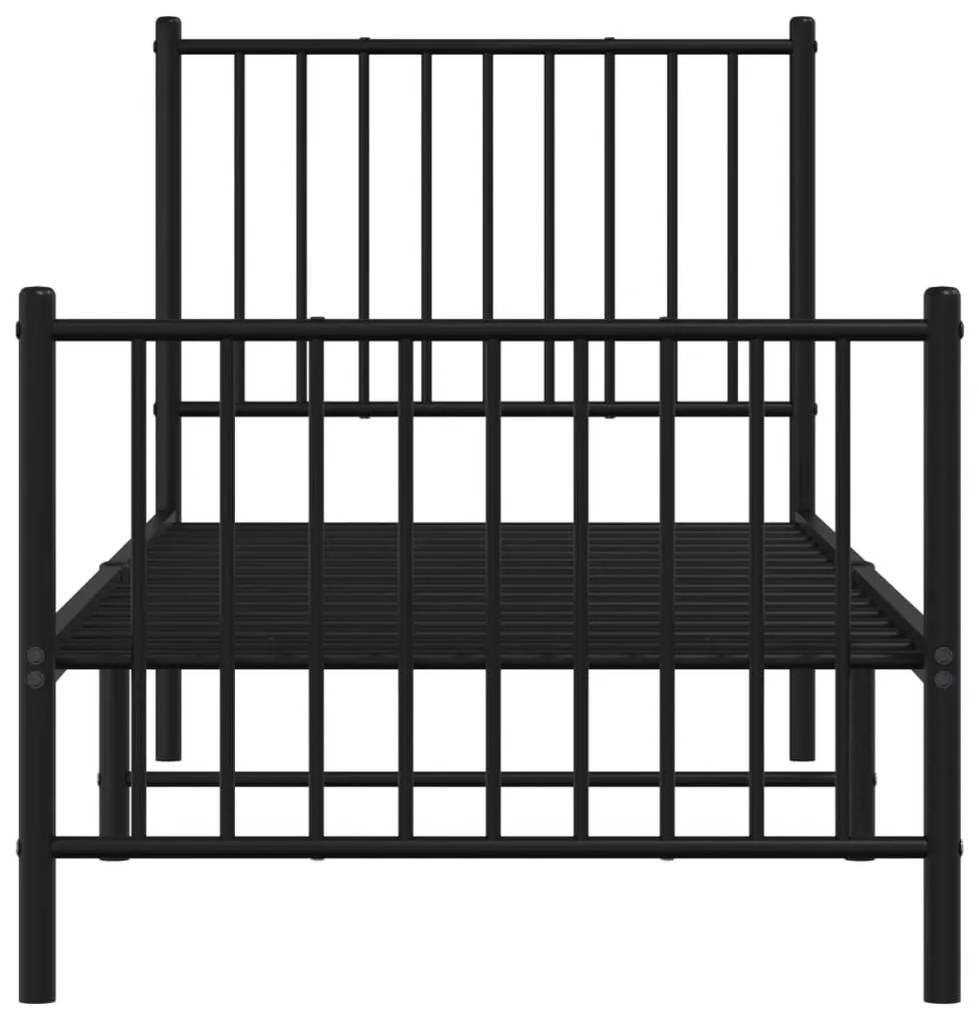 fekete fém ágykeret fej- és lábtámlával 75 x 190 cm
