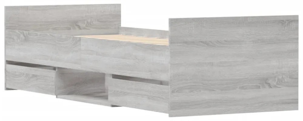 szürke sonoma ágykeret fej- és lábtámlával 75 x 200 cm