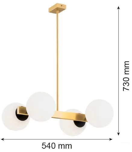 Argon 1767 - Csillár rúdon FREEMONT 4xE27/15W/230V arany/fehér/fekete