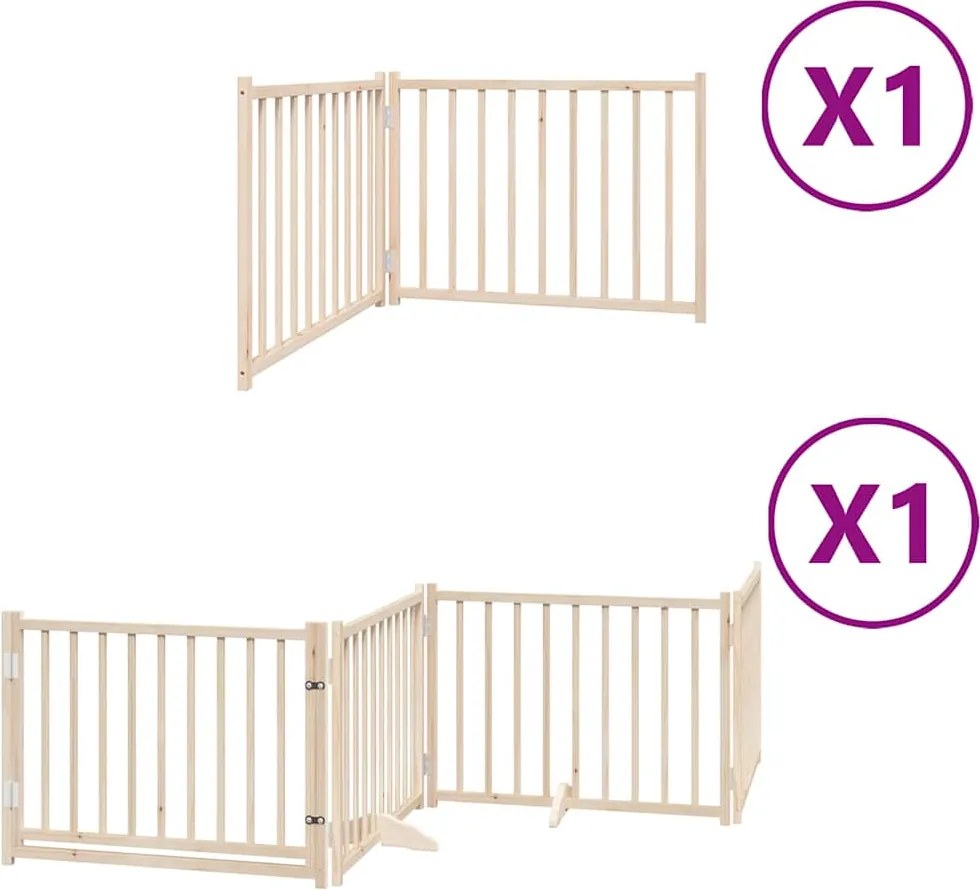 vidaXL nyárfa 6 paneles összecsukható kutyakapu ajtóval 480 cm
