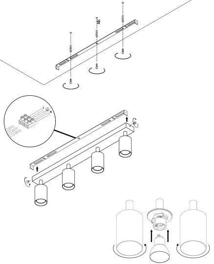 Spotlámpa ANGIE 4xGU10/35W/230V fekete