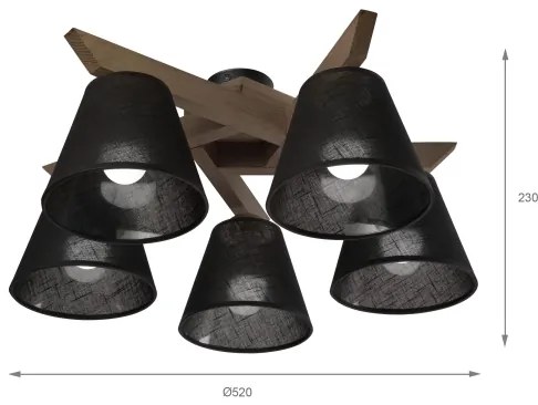 Brilagi - LED mennyezeti lámpa ANTHONY 5xE14/40W/230V dió/fekete